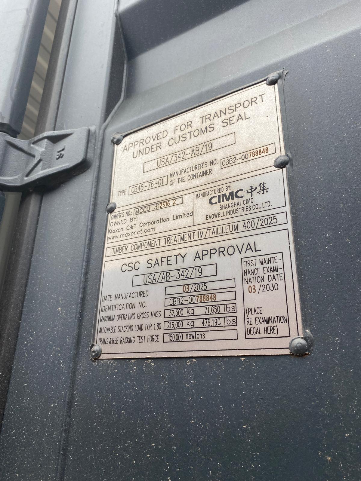 12m (40'HC) Kontener Morski MCCU3125162 - obrazek 5