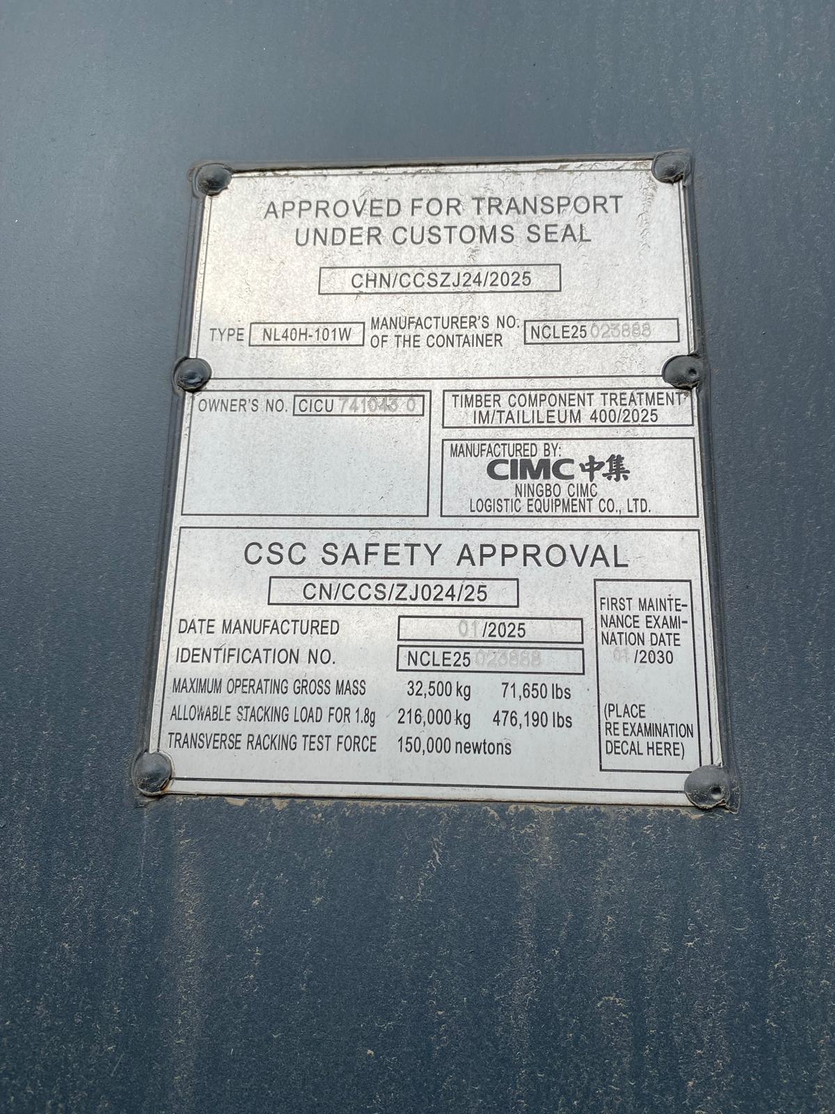 12m (40'HC) Kontener Morski CICU7410430 - obrazek 5