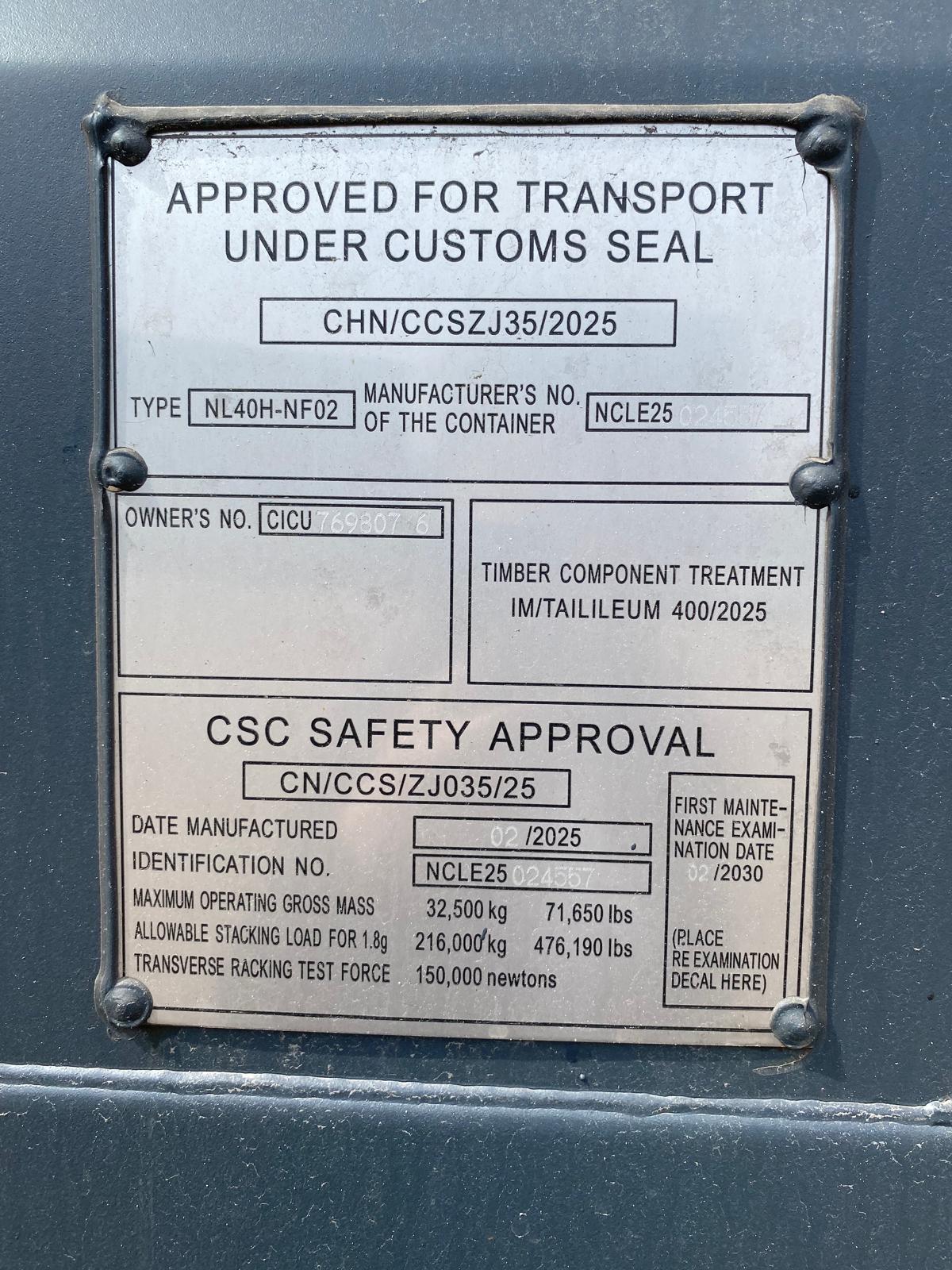 12m (40'HC) Kontener Morski CICU7698076 - obrazek 3