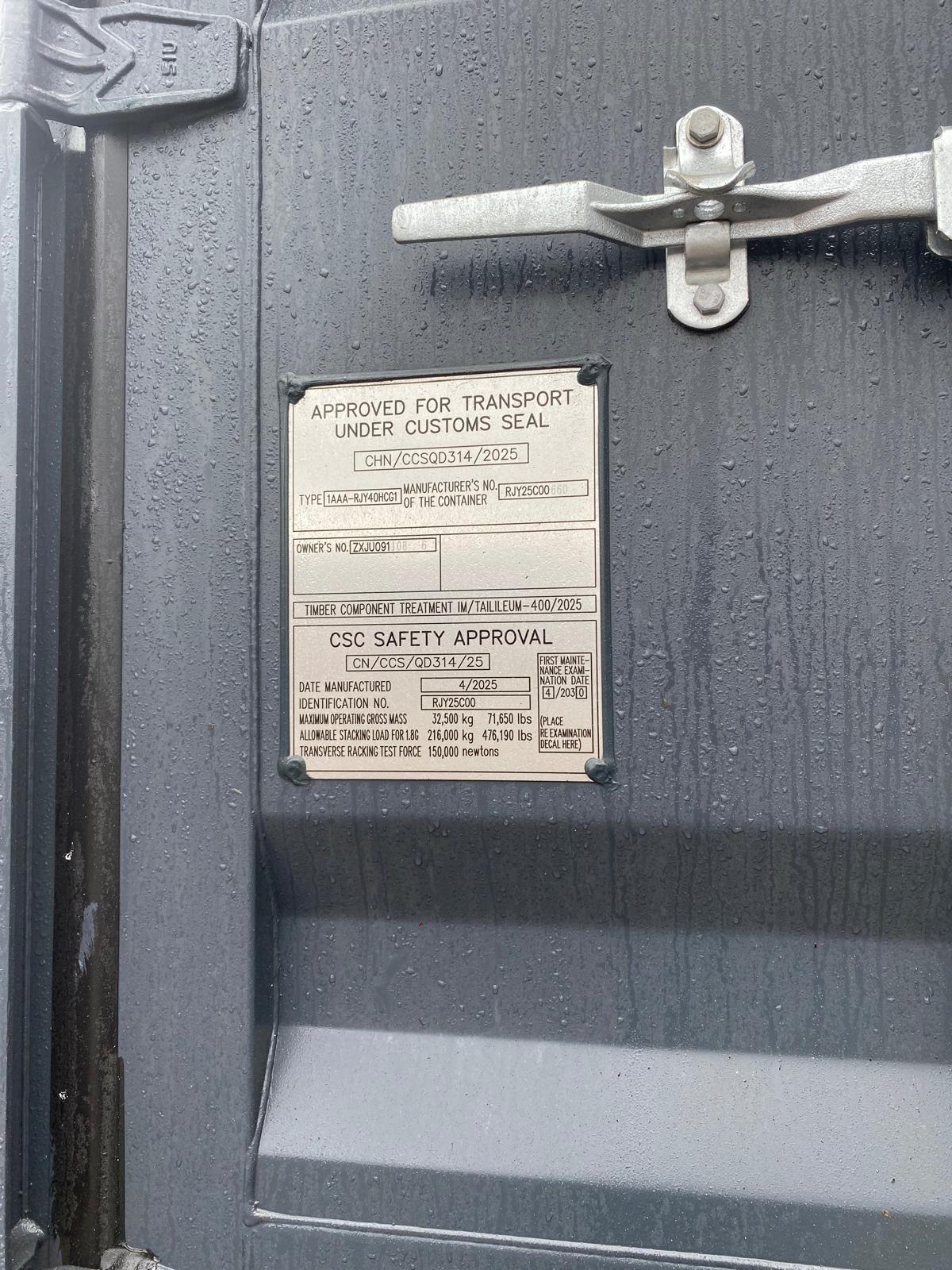 12m (40'HC) Kontener Morski ZXJU0911086 - obrazek 5