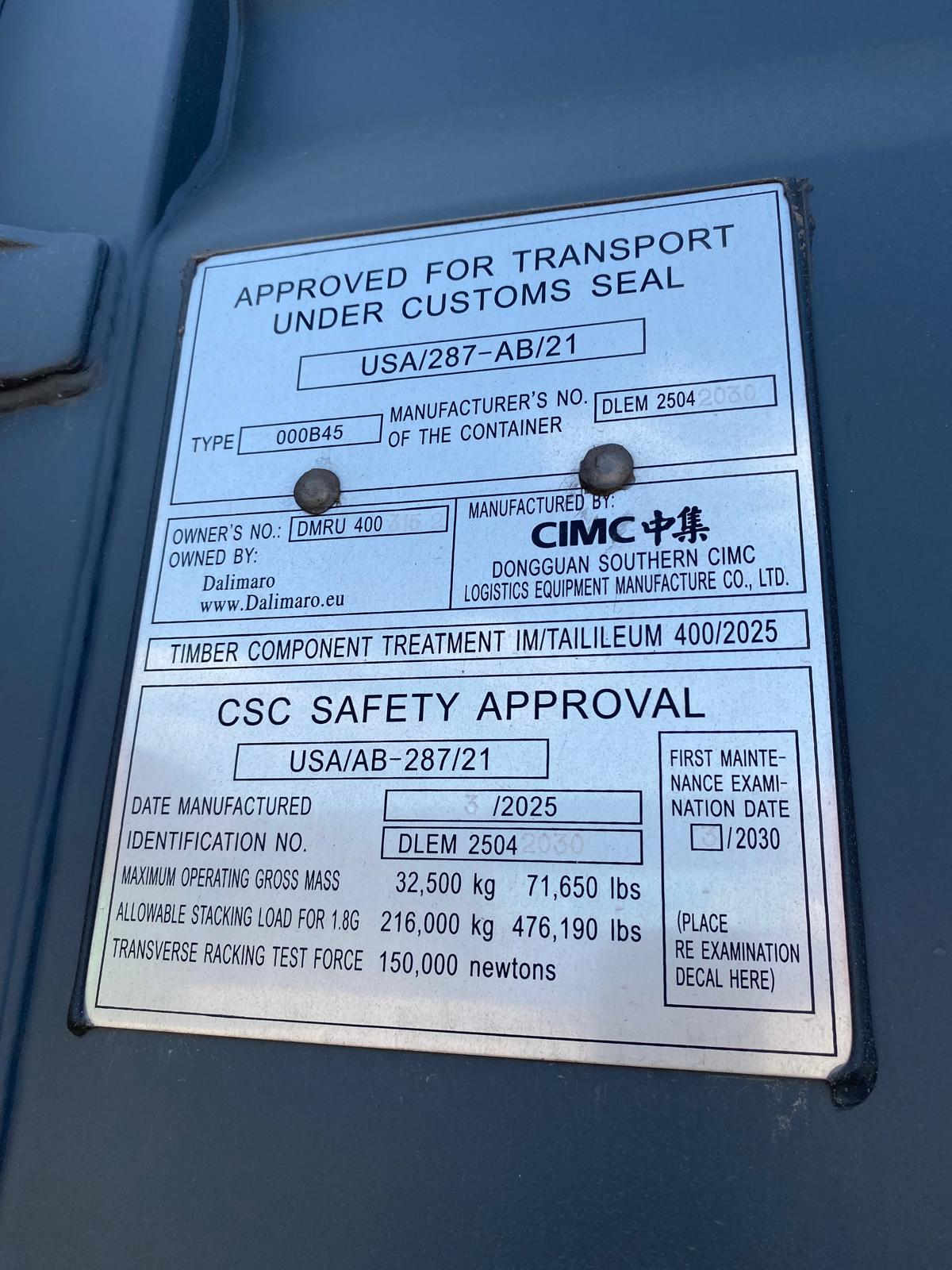 12m (40'HC) Kontener Morski DMRU4003152 - obrazek 2