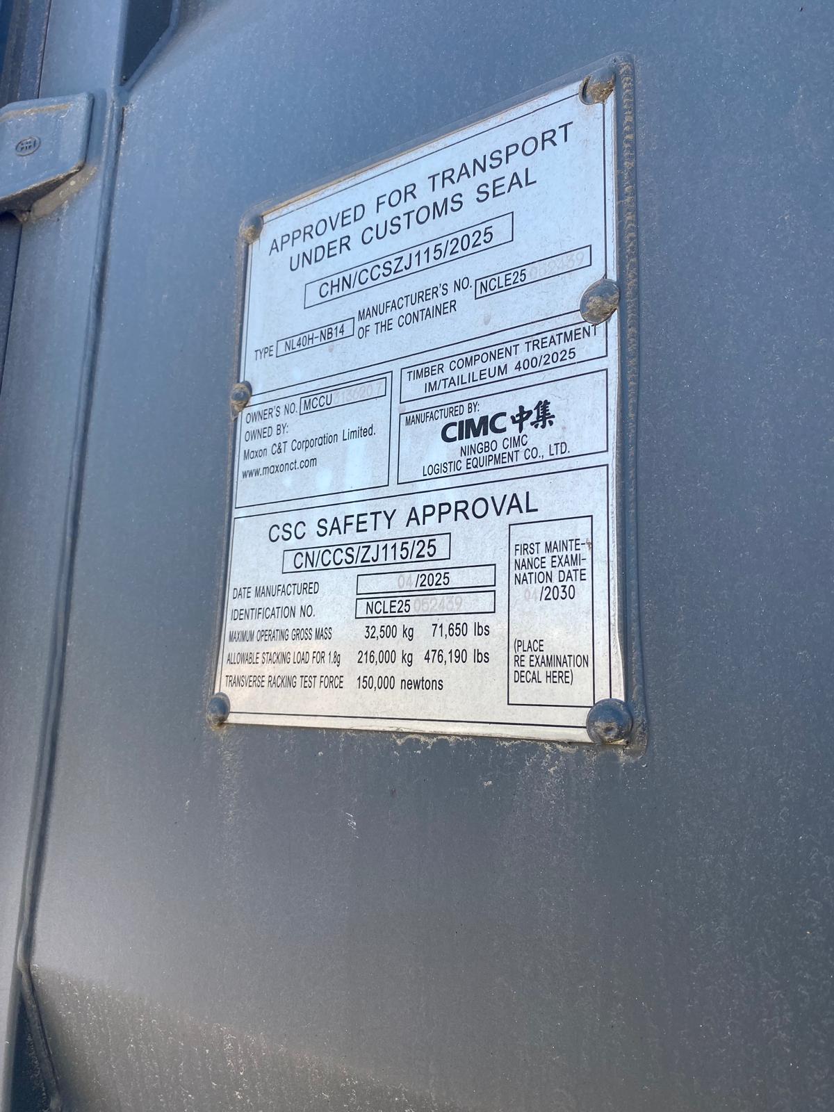 12m (40'HC) Kontener Morski MCCU3136207 - obrazek 4