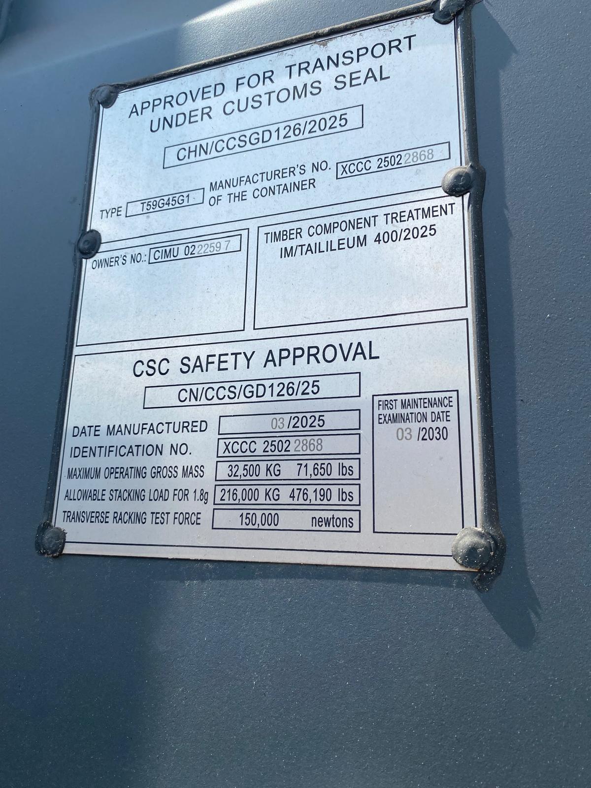 12m (40'HC) Kontener Morski CIMU0222597 - obrazek 3