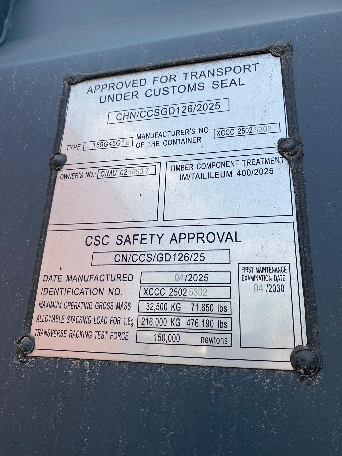 12m (40'HC) Kontener Morski CIMU0246937 - obrazek 5