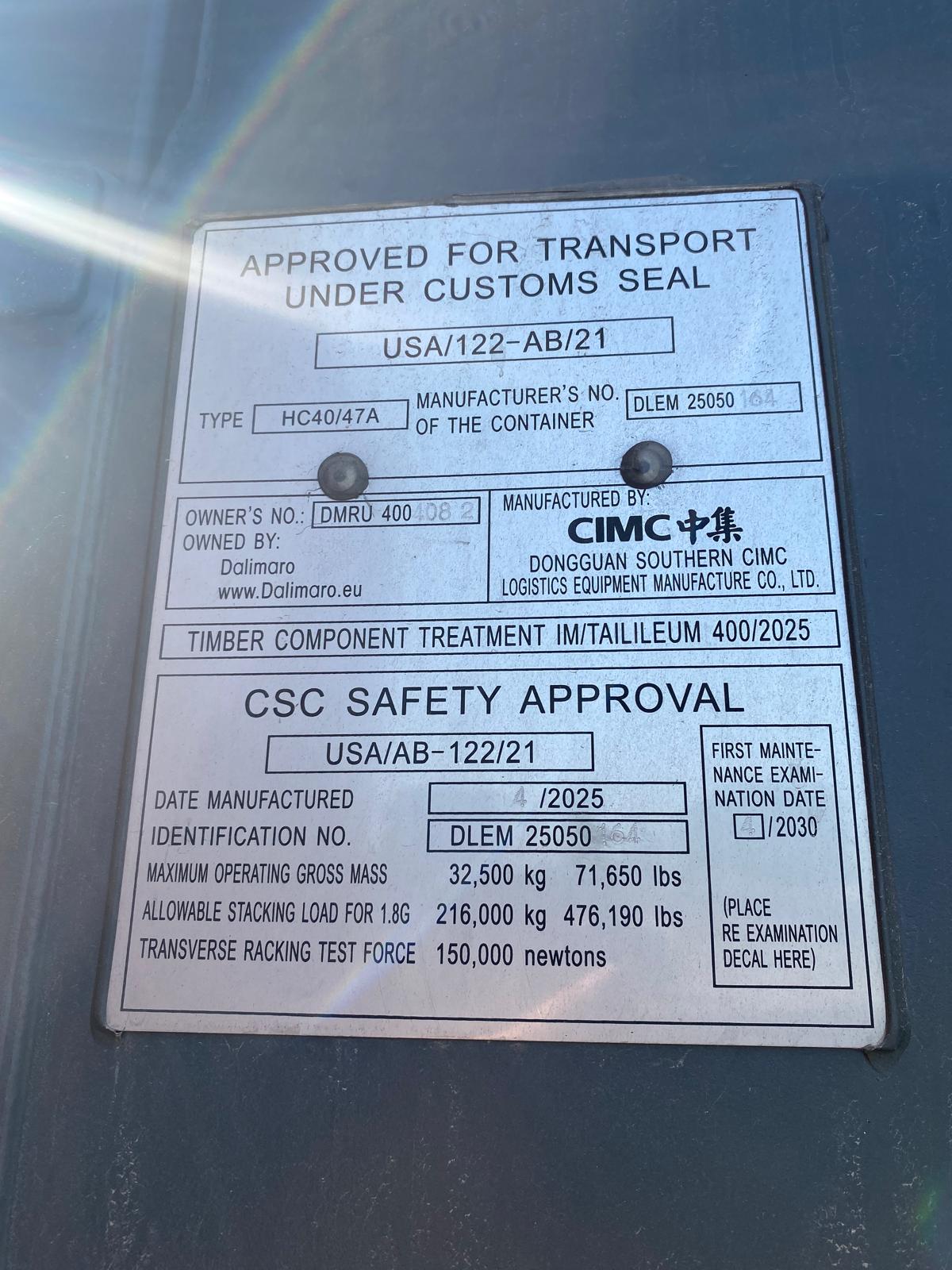 12m (40'HC) Kontener Morski DMRU4004082 - obrazek 4