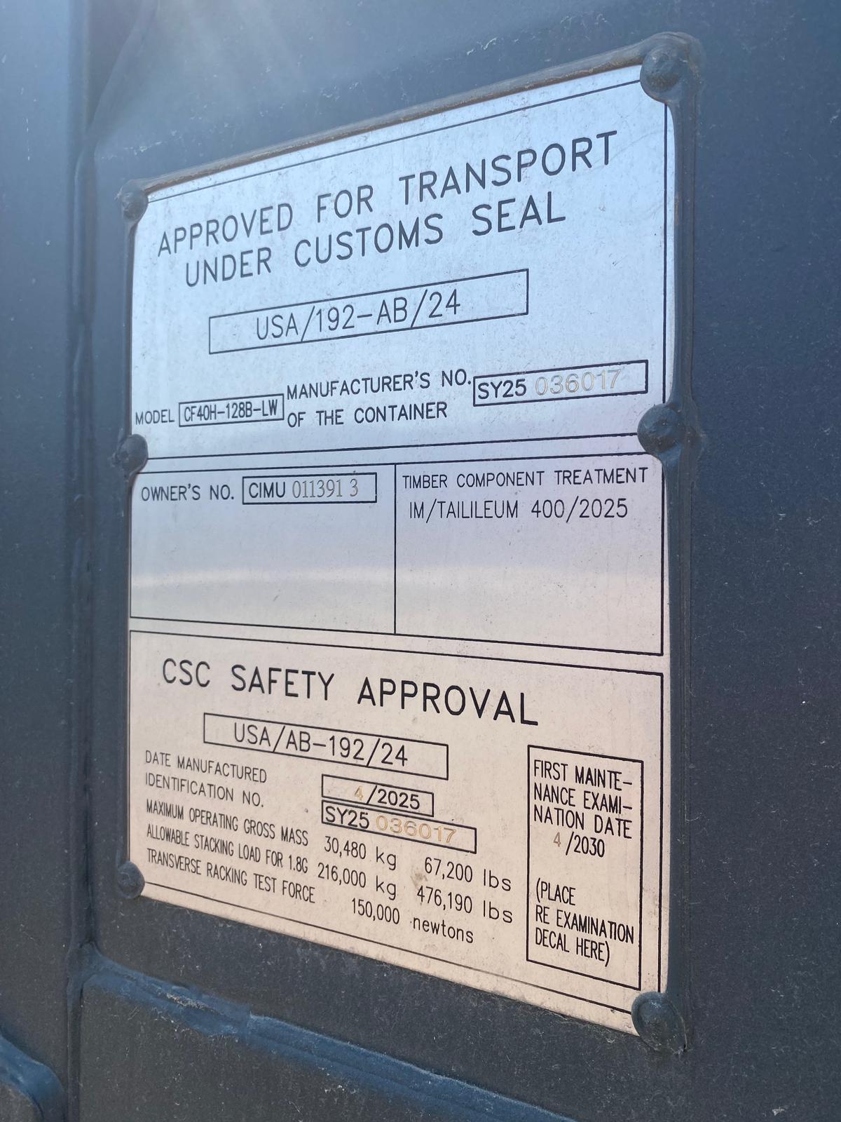 12m (40'HC) Kontener morski CIMU0113913 - obrazek 4