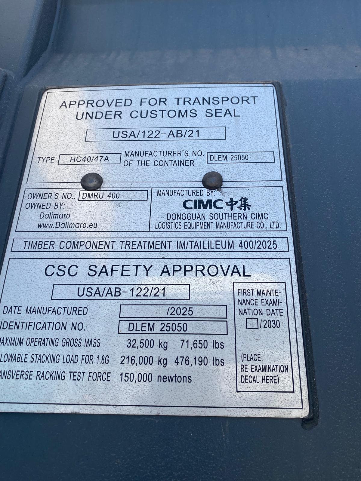 12m (40'HC) Kontener morski DMRU4004246 - obrazek 4