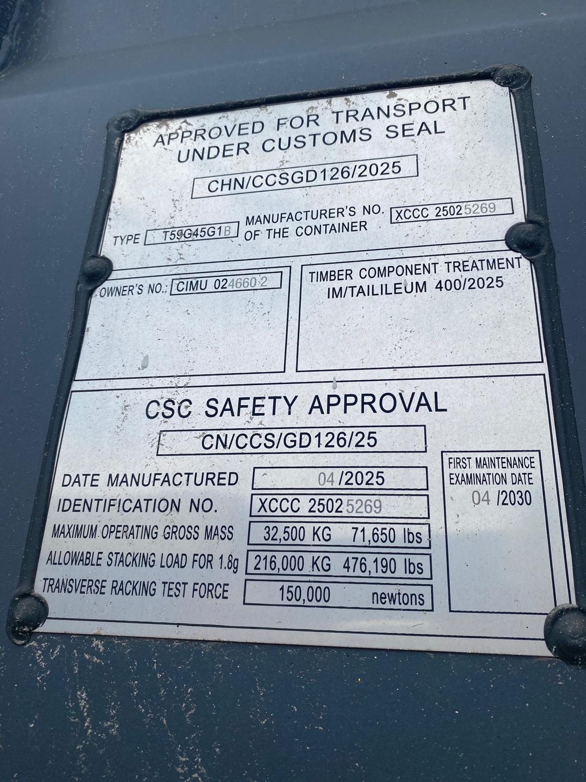 12m (40'HC) Kontener morski CIMU0246602 - obrazek 4