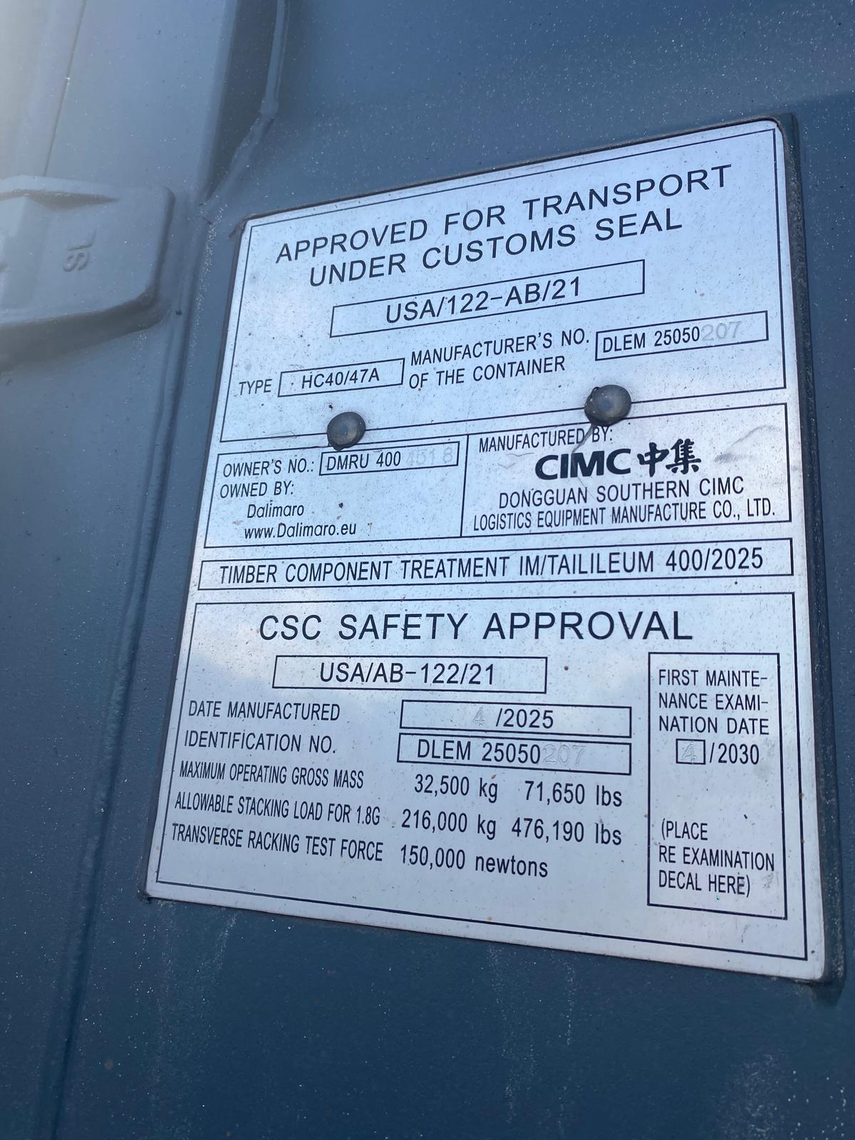 12m (40'HC) Kontener morski DMRU4004518 - obrazek 4