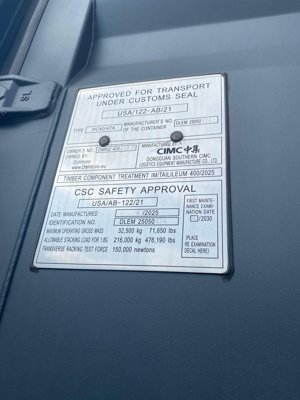 12m (40'HC) Kontener morski DMRU4004185 - obrazek 4