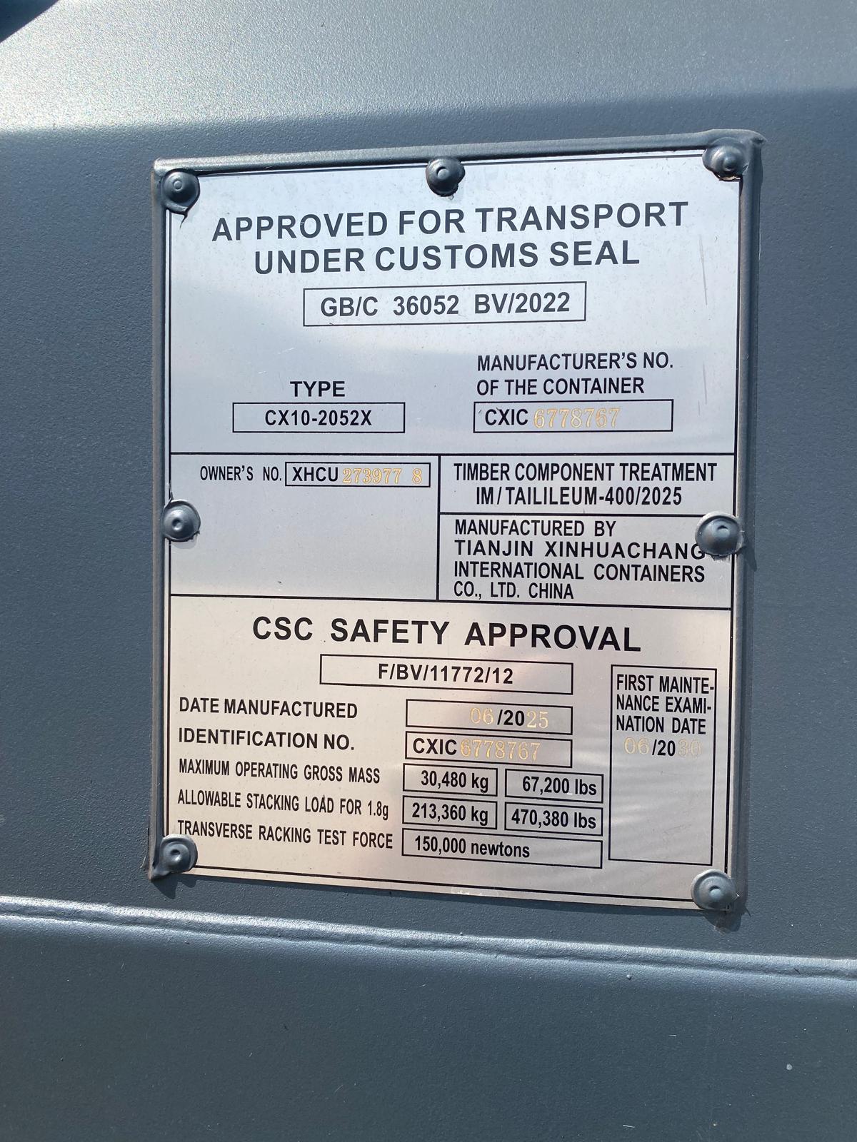 6m (20'DC) Kontener Morski XHCU2739778 - obrazek 6