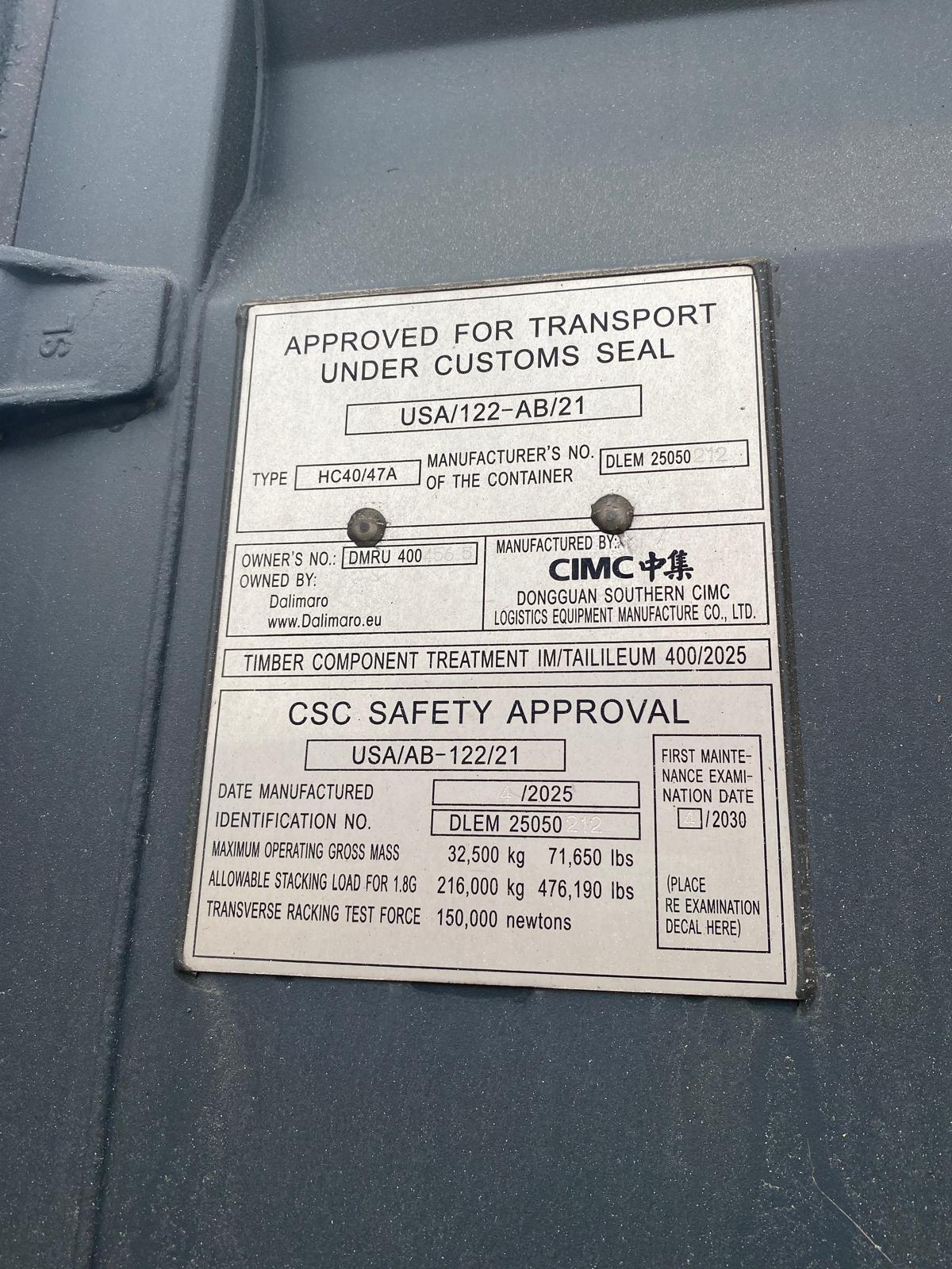 12m (40'HC) Kontener morski DMRU4004565 - obrazek 3