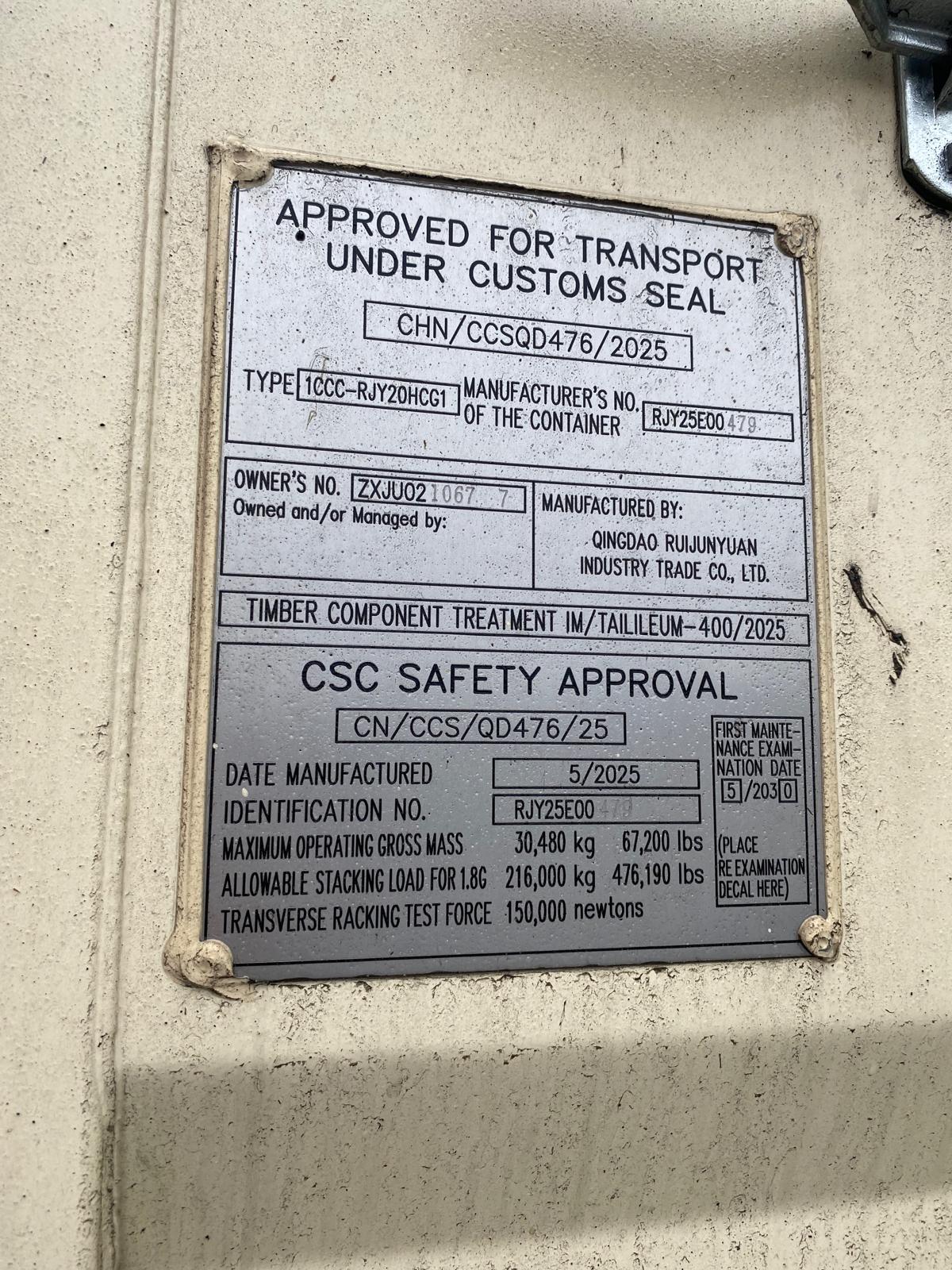 6m (20'HC) Kontener morski ZXJU0210677 - obrazek 2