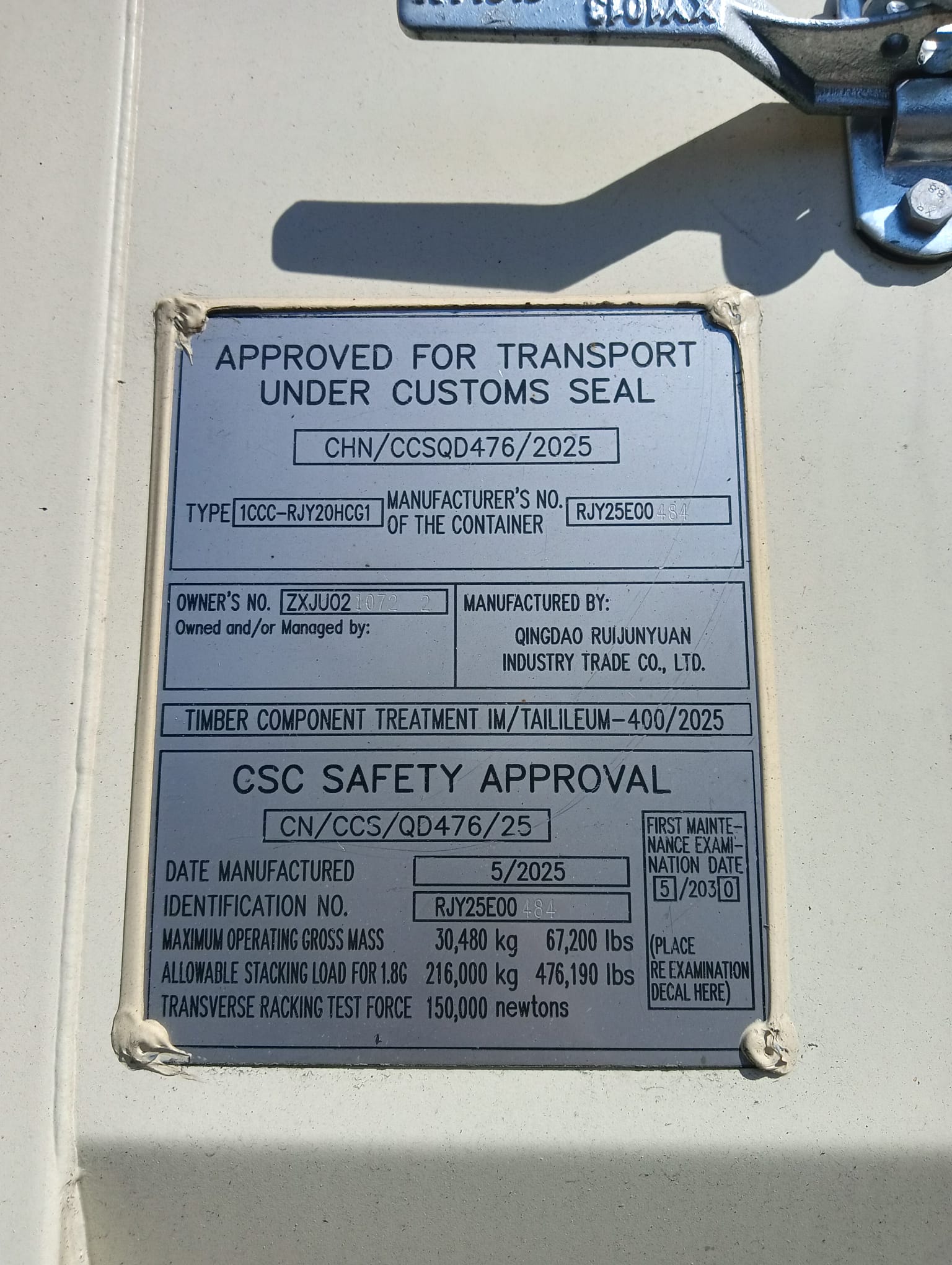 6m (20'HC) Kontener morski ZXJU0210722 - obrazek 6