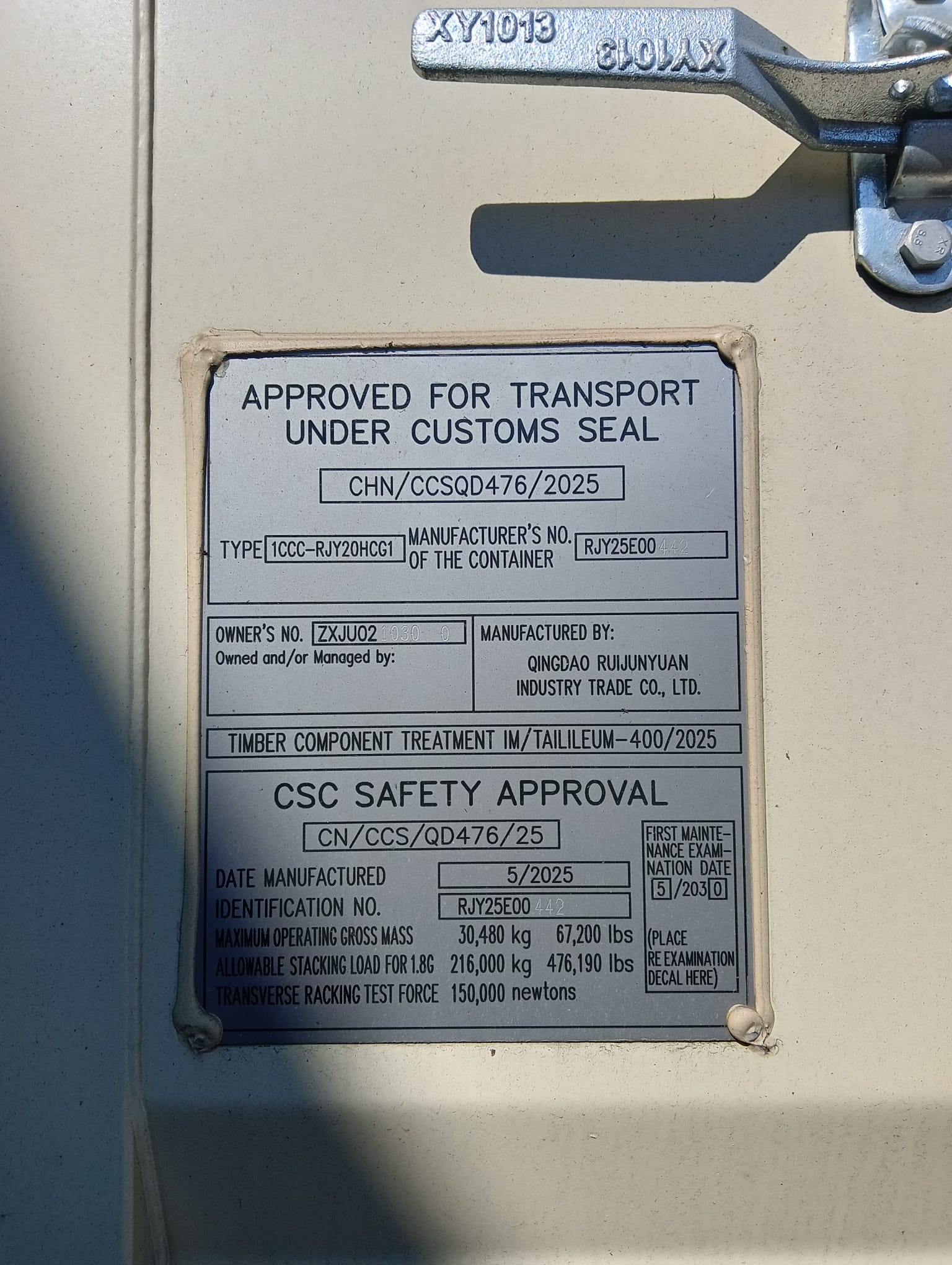 6m (20'HC) Kontener morski ZXJU0210300 - obrazek 5