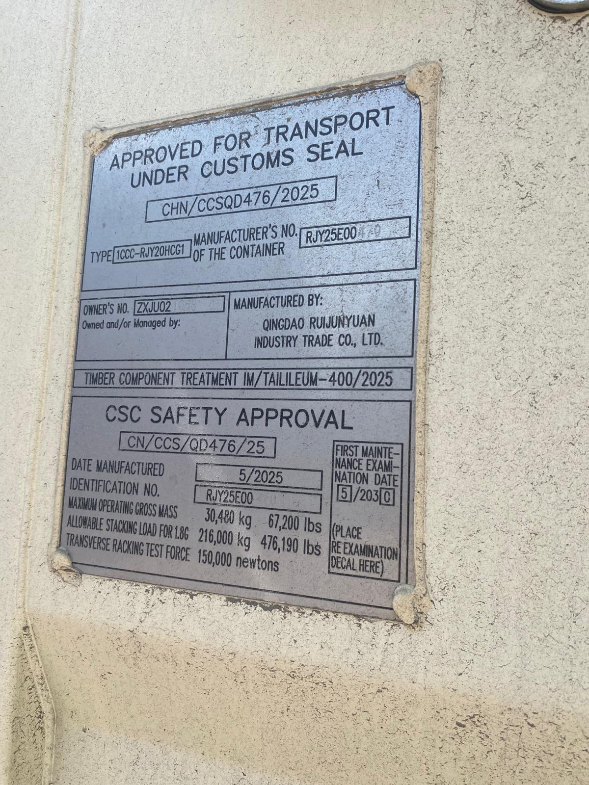 6m (20'HC) Kontener morski ZXJU0210580 - obrazek 3