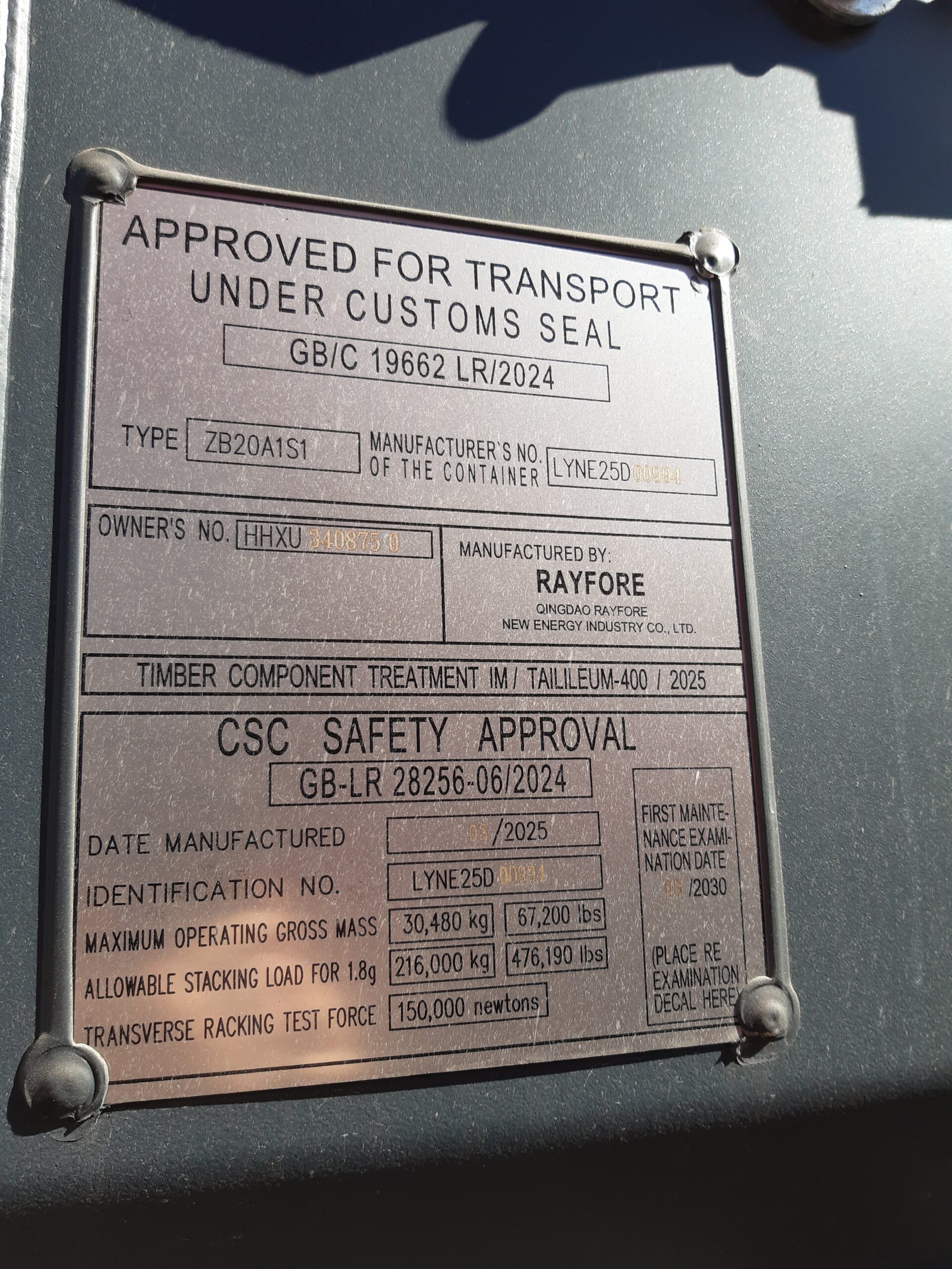 6m (20'DC) Kontener Morski HHXU3408750 - obrazek 6