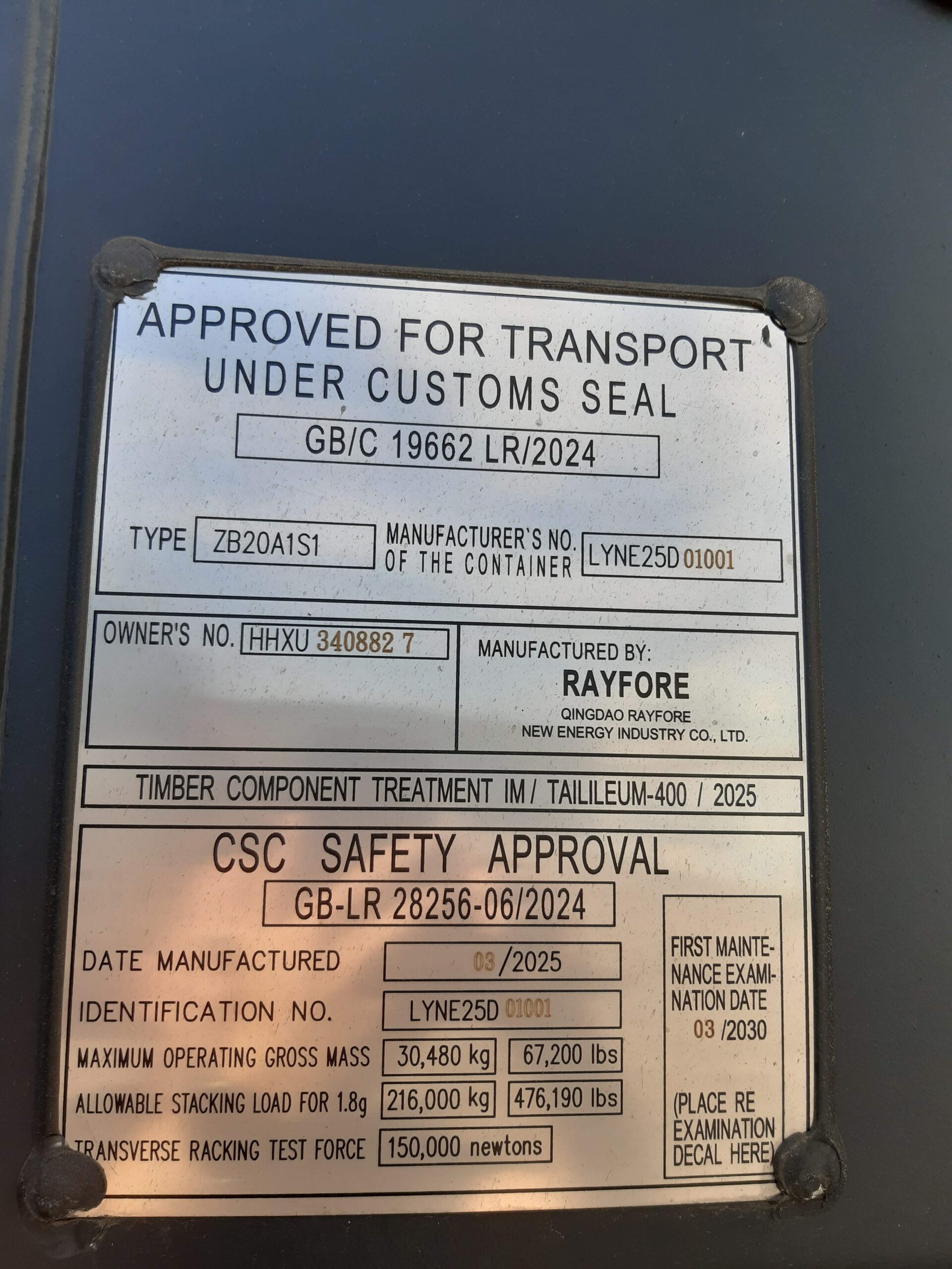 6m (20'DC) Kontener Morski HHXU3408827 - obrazek 6