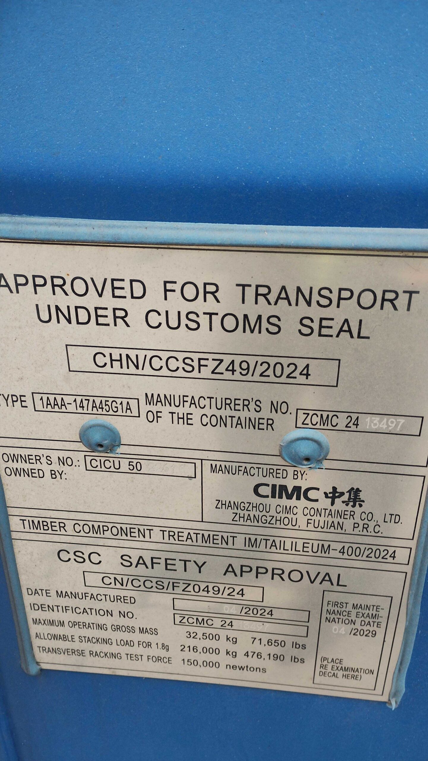 12m (40'HC) Kontener Morski CICU5022610 - obrazek 3