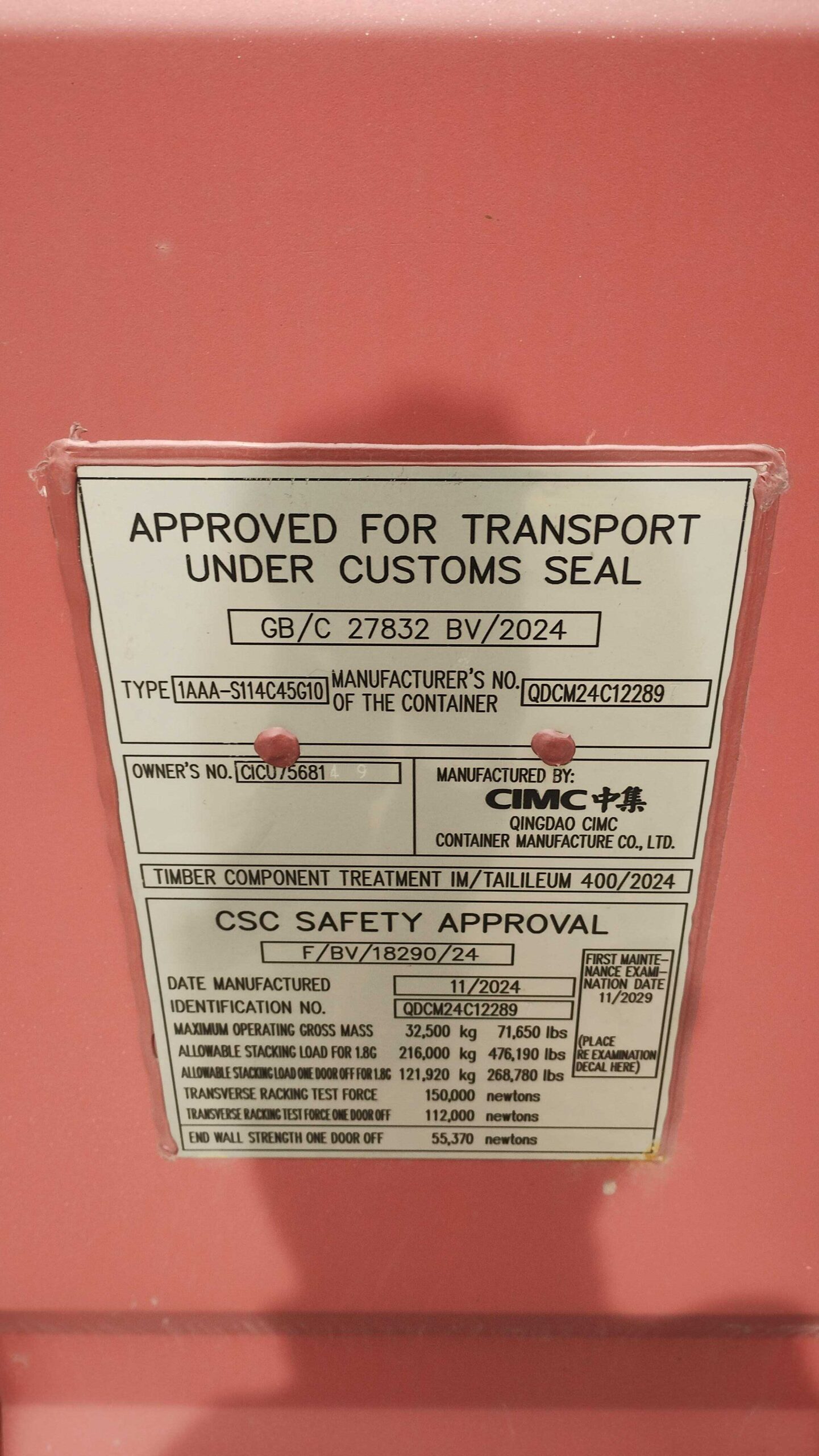 12m (40'HC) Kontener Morski CICU7568149 - obrazek 5