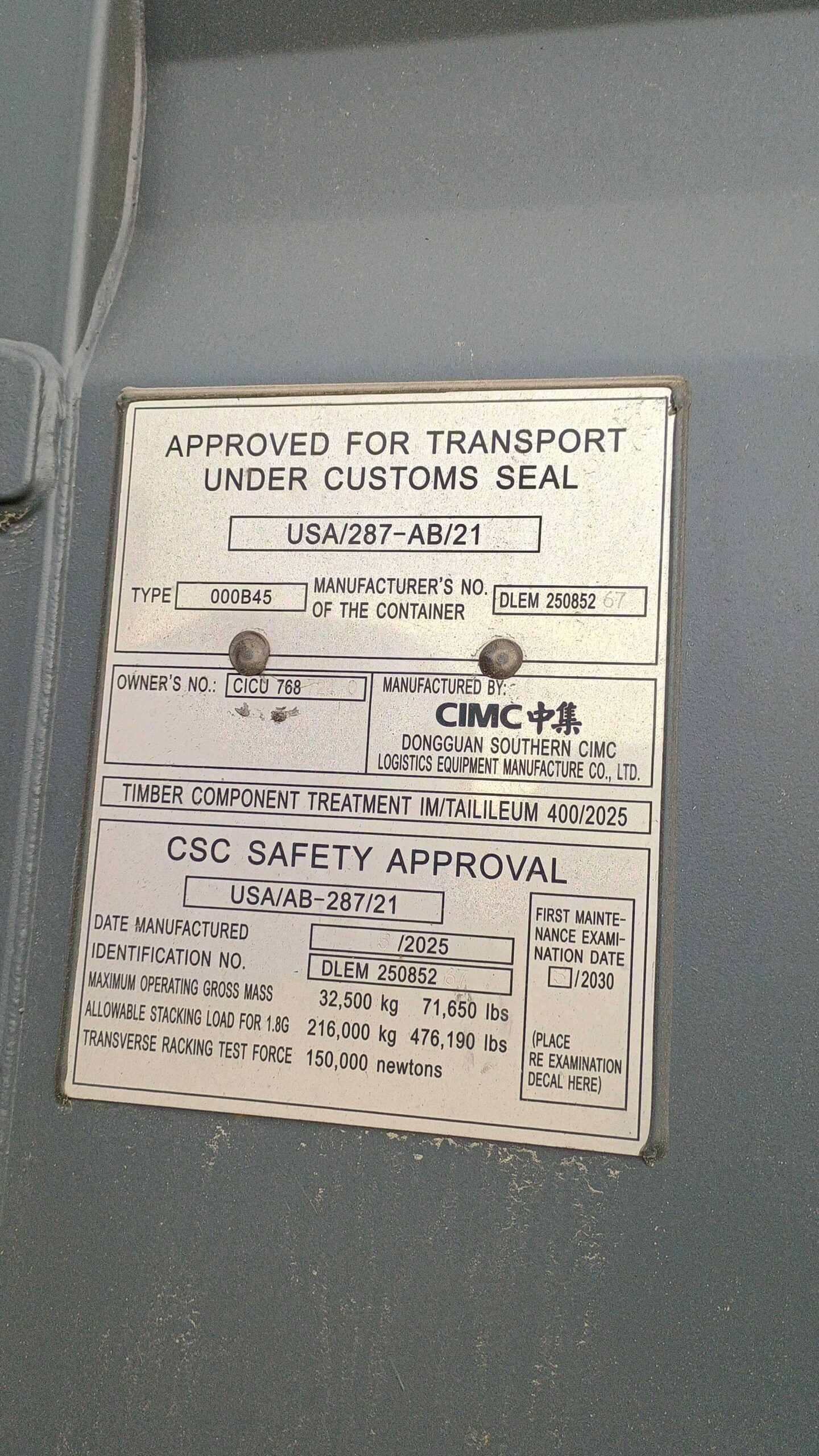 12m (40'HC) Kontener morski CICU7687240 - obrazek 2