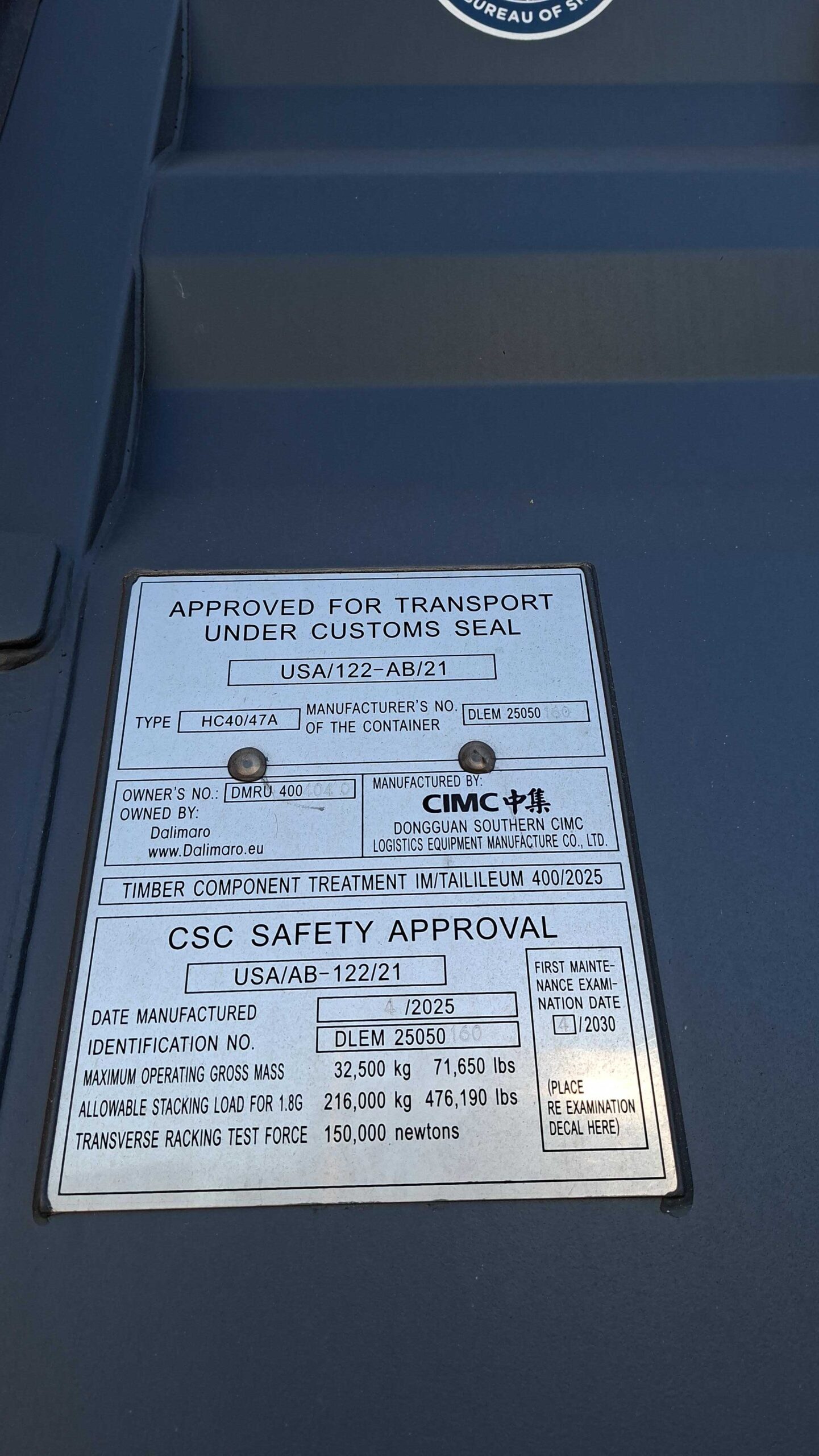 12m (40'HC) Kontener morski DMRU4004040 - obrazek 8