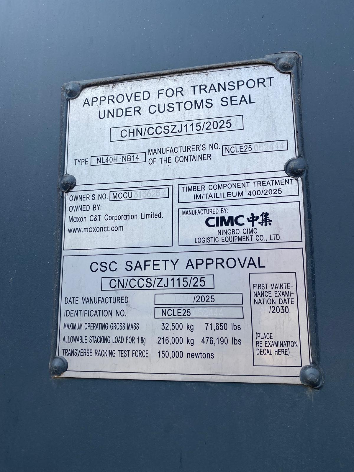 12m (40'HC) Kontener morski MCCU3136254 - obrazek 7