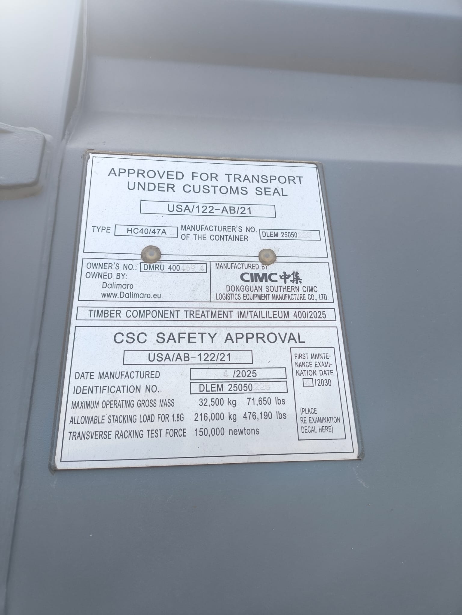 12m (40'HC) Kontener morski DMRU4004694 - obrazek 2