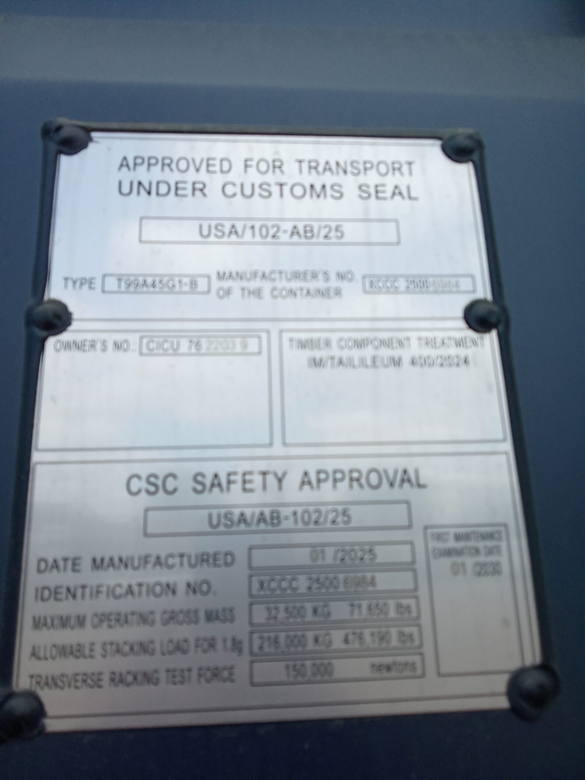 12m (40'HC) Kontener Morski CICU7622039 - obrazek 2