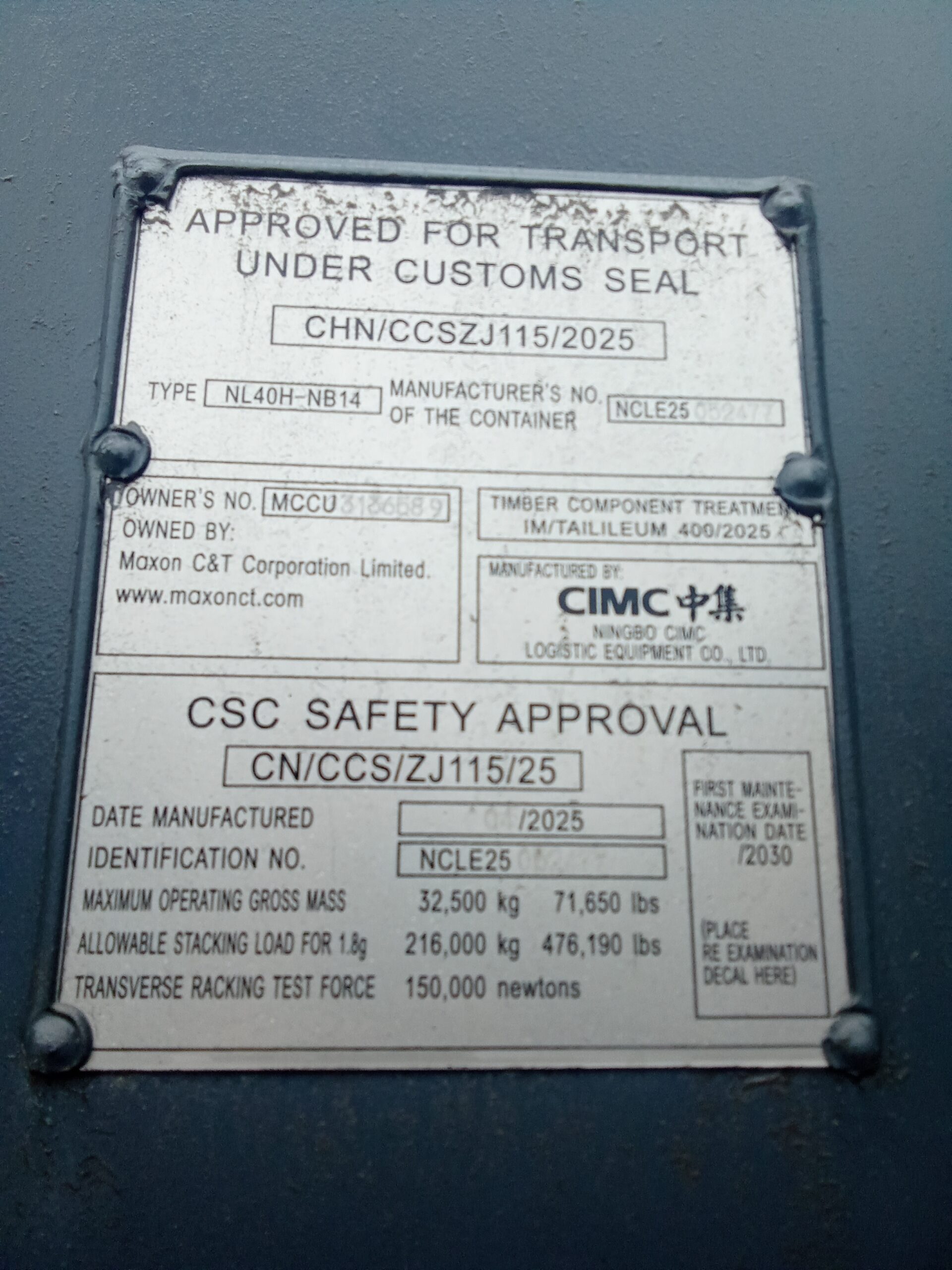 12m (40'HC) Kontener Morski MCCU3136589 - obrazek 9