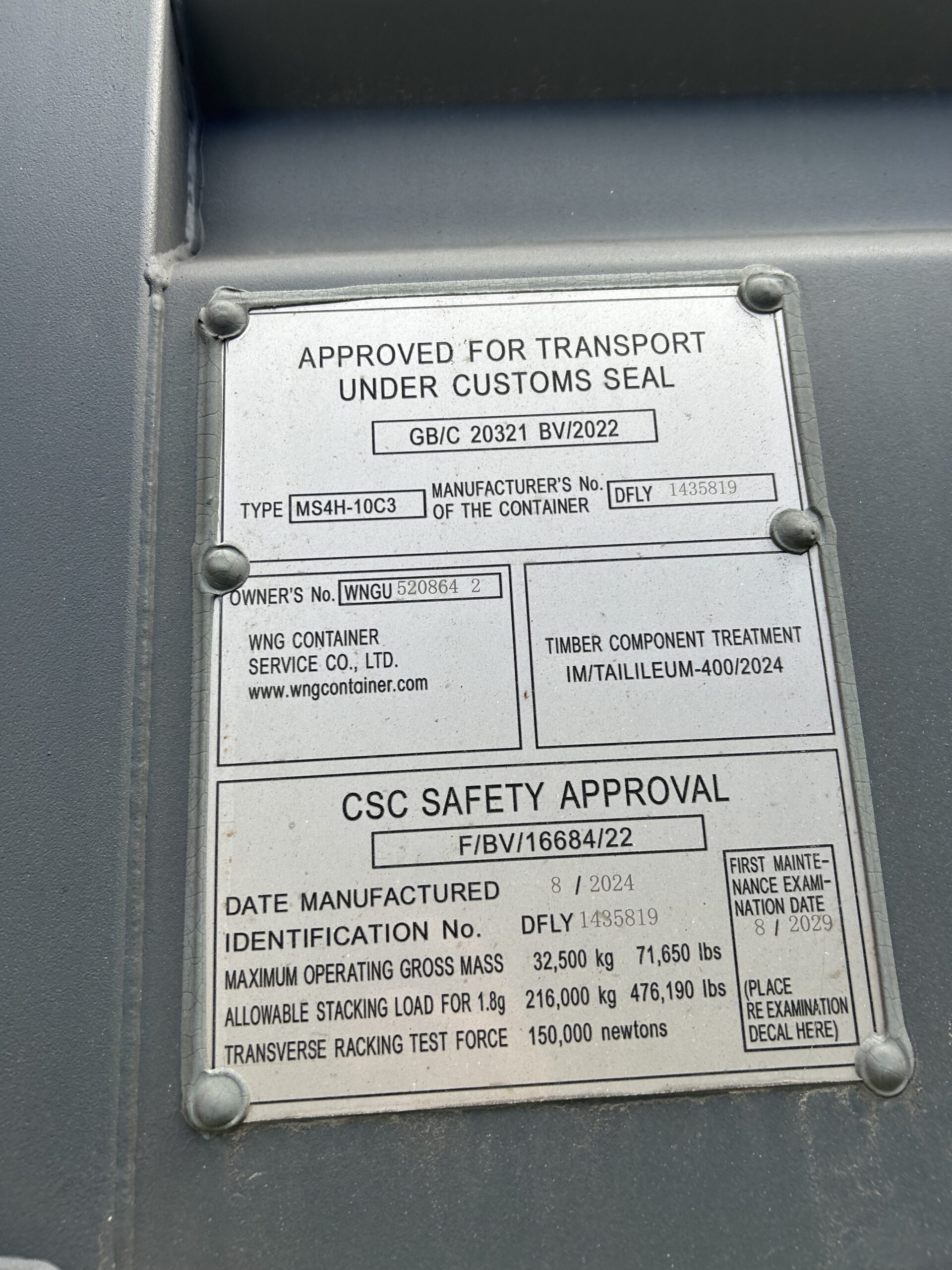 12m (40'HC) Kontener Morski WNGU5208642 - obrazek 3