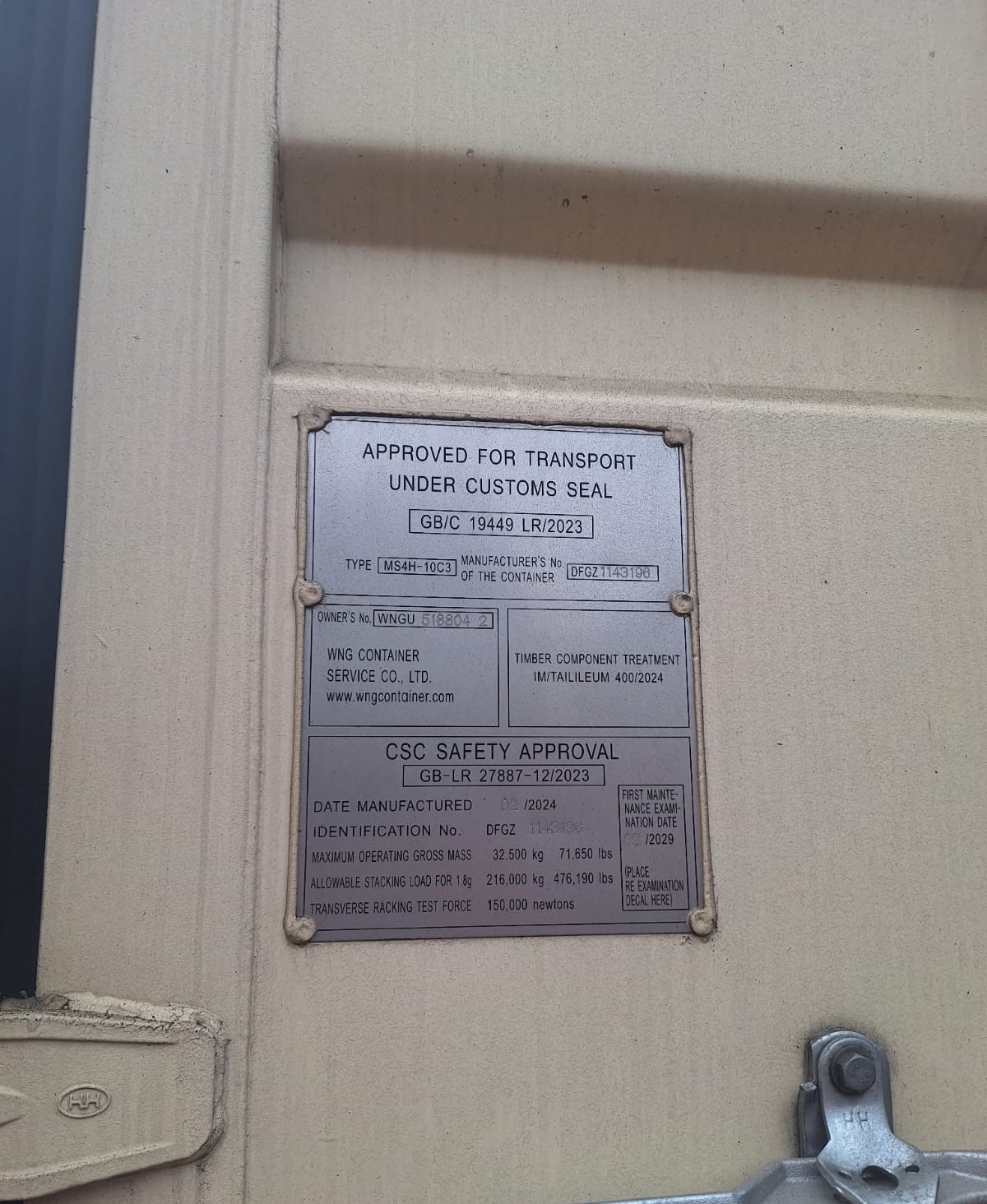 12m (40'HC) Kontener Morski WNGU5188042 - obrazek 2