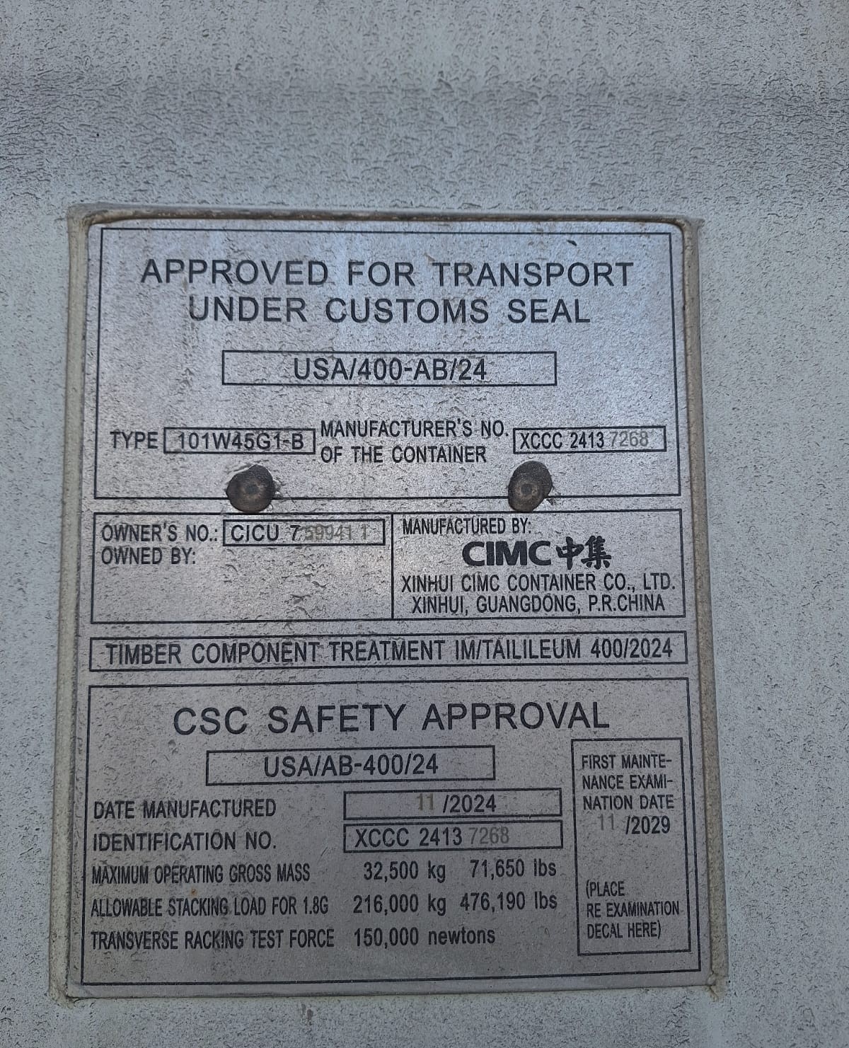 12m (40'HC) Kontener Morski CICU7599411 - obrazek 2