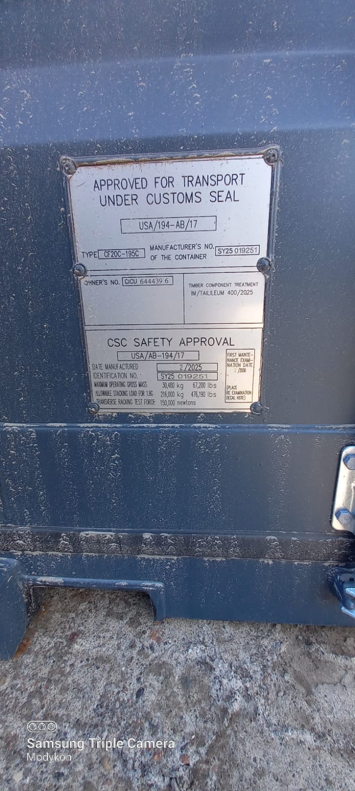 6m (20'DC) Kontener Morski CICU6444396 - obrazek 5