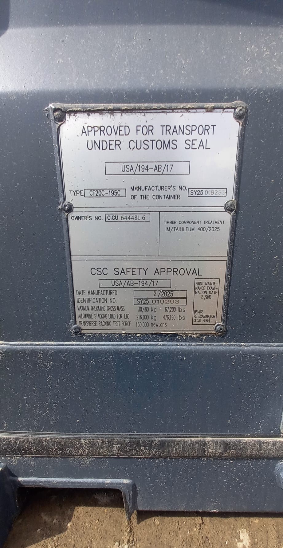 6m (20'DC) Kontener Morski CICU6444816 - obrazek 2