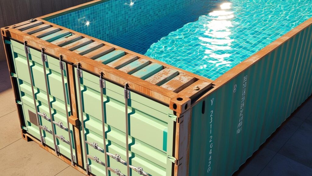 basen z podwójnie złożonych kontenerów