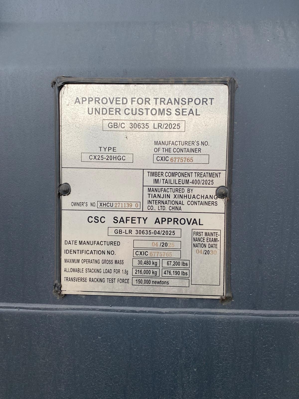 6m (20'DC) Kontener Morski XHCU2711390 - obrazek 3